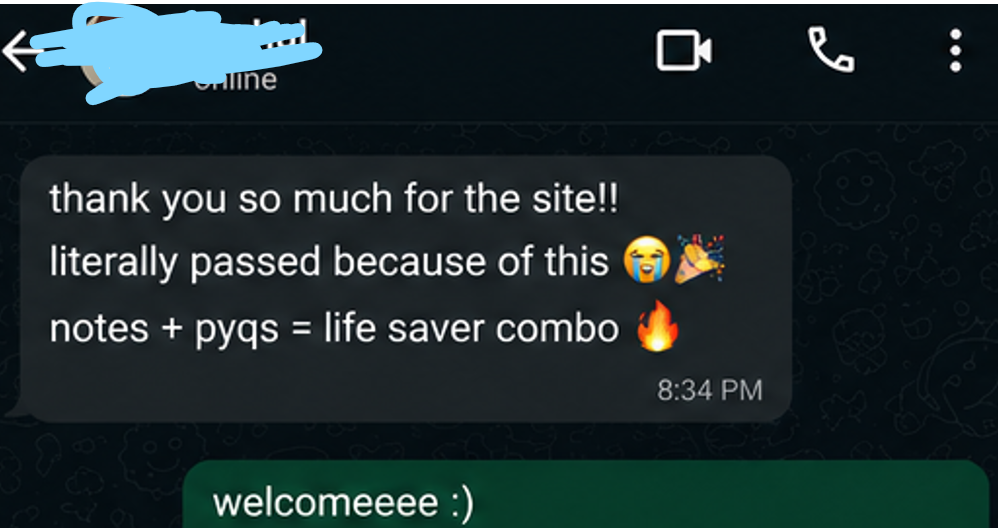 Anonymous WhatsApp message thanking Edu-Hub after exams
